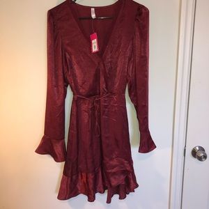 Red Silk Wrap Dress